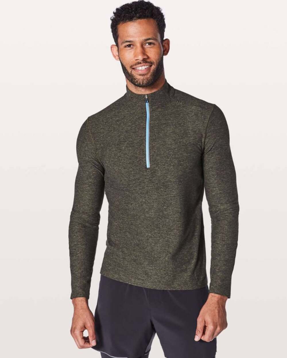 Lululemon Surge Warm 1/2 Zip Heathered Utilitarian Green/ Black Size Large